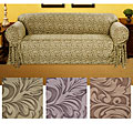 Embossed Round Arm Suede-like Chair Slipcover