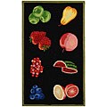 Hand-hooked Fruits Black Wool Runner (2'6 x 4')