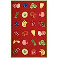 Hand-hooked Fruits Red Wool Rug (6' x 9')