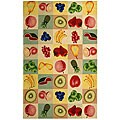 Hand-hooked Fruit Panels Ivory Wool Rug (6' x 9')