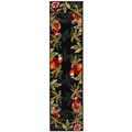 Hand-hooked Parrots Black Wool Runner (2'6 x 8')