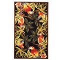 Hand-hooked Parrots Black Wool Rug (6' x 9')
