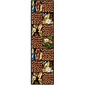 Hand-hooked Jungle Black Wool Runner (2'6 x 12')