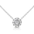 14k White Gold 1/3ct TDW Round Diamond Halo Necklace