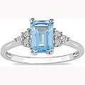 10k White Gold Blue Topaz and 1/10ct TDW Diamond Ring