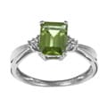 10k White Gold Peridot and Diamond Accent Ring