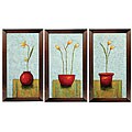 Red Vases Framed Canvas Art (Set of 3)