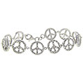 Sterling Silver Peace Sign Diamond Accent Bracelet