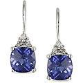10k Gold Simulated Tanzanite and Diamond Earrings