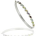 Glitzy Rocks Sterling Silver Multi-gemstone and Diamond Accent Bangle