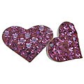 Sterling Silver Pink Crystal Studded Heart Earrings