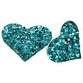 Sterling Silver Blue/ Green Crystal Studded Heart Earrings