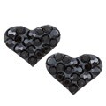 Sterling Silver Black Crystal Studded Heart Earrings