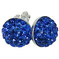 Sterling Silver Blue Crystal Studded Dot Earrings