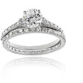 Icz Stonez Sterling Silver CZ Bridal Engagement Ring Set