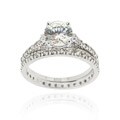 Icz Stonez Sterling Silver CZ Bridal Engagement Ring Set