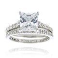 Icz Stonez Sterling Silver Princess-cut Cubic Zirconia Bridal-style Ring Set