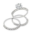 Icz Stonez Sterling Silver Round CZ Bridal-inspired Ring Set