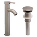 Geyser Brushed Nickel Bathroom Vessel Faucet with Pop-up Drain