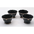 Certified International Regency Black Pedestal 6-inch Ice Cream Bowls (Set of 4)