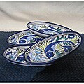 Set of 4 Aqua Fish Small 9-inch Oval Platters (Tunesia)
