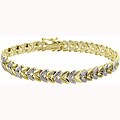 18k Gold over Silver Diamond Accent Leaf Bracelet