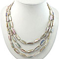Mother of Pearl and Silver Three-Strand Necklace (Thailand)