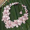 Steel Pearl/ Rose Quartz 'Gardenia Garland' Choker (Thailand)