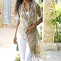 Silk 'Floral Stars' Batik Shawl (Indonesia)