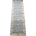 Indian Light Blue/ Ivory Wool Rug (2'6 x 8)