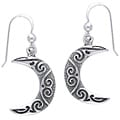 Sterling Silver Spiral Moon Celtic Earrings