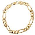 Sterling Essentials 14K Gold over Silver 8-inch Diamond-cut Figaro Chain Bracelet (7.5 mm)