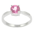 Sterling Silver Created Pink Topaz Solitaire Ring
