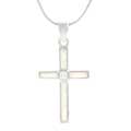 Sterling Silver Faux White Opal Cross Necklace