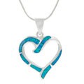 Sterling Silver with Faux Blue Opal Heart Necklace