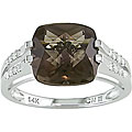 10k Gold Smokey Quartz and 1/8ct TDW Diamond Ring