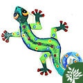Metal 'Painted Jungle Design Gecko' Wall Art (Haiti)