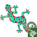 Recycled Oil Drum Painted Spotted Gecko Wall Art (Haiti)