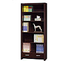 Mission-style 5-shelf Bookcase with Drawers