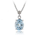 Glitzy Rocks Sterling Silver Blue Topaz and Diamond Accent Necklace