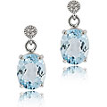 Glitzy Rocks Sterling Silver Blue Topaz and Diamond Accent Earrings