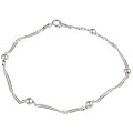 Sterling Silver/Gold Overlay Diamond-cut Chain and Bead Anklet