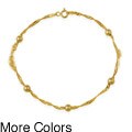 Sterling Silver/Gold Overlay Diamond-cut Chain and Bead Anklet