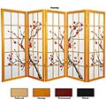 Spruce Wood Cherry Blossom Shoji 5-panel Room Divider (China)
