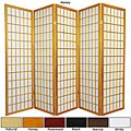 Wood and Rice Paper 5-foot 5-panel Windowpane Room Divider (China)