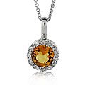 Sterling Silver Citrine and 1/10ct TDW Diamond Necklace
