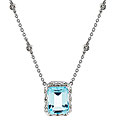 Sterling Silver Blue Topaz and 1/10ct TDW Diamond Necklace