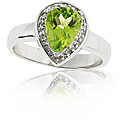 Sterling Silver Peridot and 1/10ct TDW Diamond Teardrop Ring