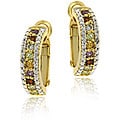 Glitzy Rocks 18k Gold over Silver Gemstone Semi-hoop Earrings