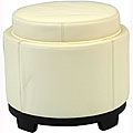 Off-white Round Storage Tray Ottoman